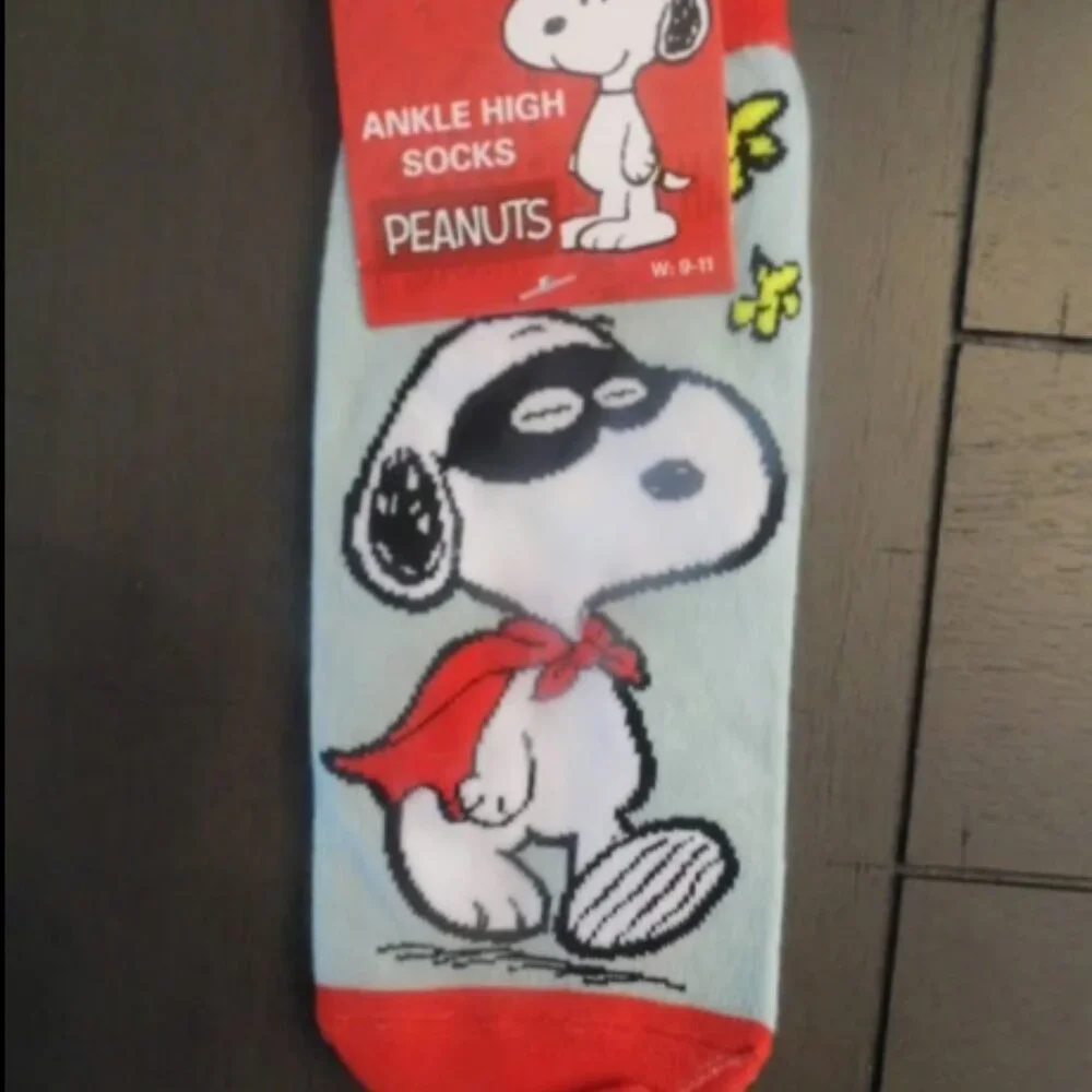 Peanuts Snoopy Ankle High Socks, 3 Pairs Size 9-11